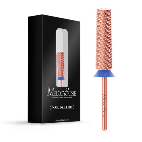 MelodySusie Super Long Tapered Nail Drill Bits, 3/32'' Carbide Tungsten Bits, Suitable for Manicure Pedicure Cuticle Gel Polishing, Professional Advanced Bits, Rose Gold, Series Bit-X, Medium