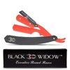 Barber Straight Razor, Professional Barber Straight Edge Razor - Barber Razor Compatible with Straight Razor Edge for Barber by Black Widow (1.5mm) (Red and Matte Black)