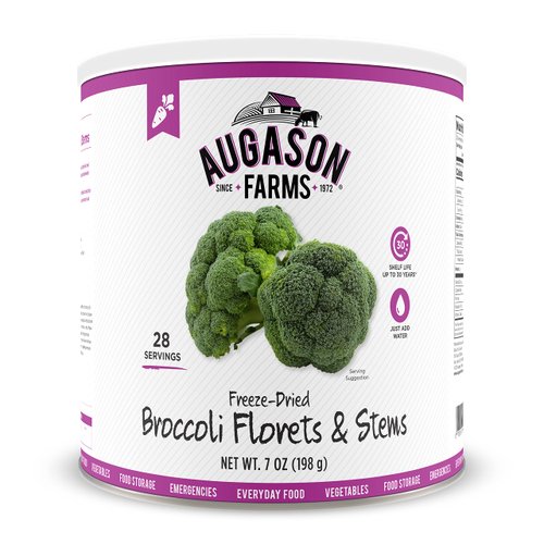 Augason Farms Freeze Dried Broccoli Florets & Stems 7 oz No. 10 Can