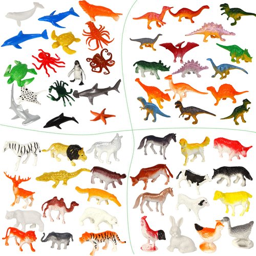 LOMIMOS 60Pcs Mini Animal Figures Toys Set,Assorted Miniature Realistic Animal Figurines Model Cake Topper Decoration for Children Kid Birthday Christmas Educational Learning Party