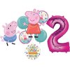 Anagram Peppa and George 2nd Birthday Party Supplies Pig Foil Balloon Bouquet Decorations, BQ_4282