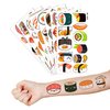 Sushi Temporary Tattoos 8 Sheets 96 PCS Sushi Roll Party Decorations Favors Supplies Japanese Theme Birthday Cute Stickers Christmas Gifts for Boys Girls Kids Class School Prizes Carnival