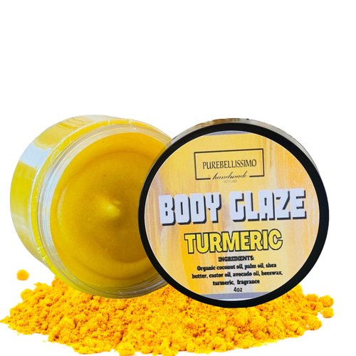 PureBellissimo Turmeric Body Glaze Butter, Turmeric Cream, Ultra Light, Fast Absorbing, Super Moisturizing Turmeric Body Butter, Dry Skin, Made with Organic Coconut