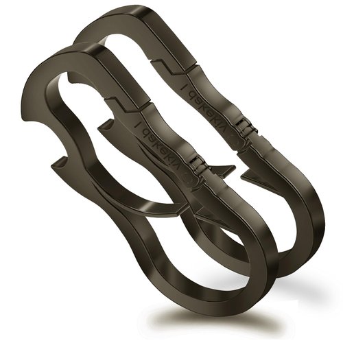 Idakekiy Dual Carabiner Keychain Mutil Tool with Key Chain Bottle Opener for Keys Dark Grey Pack of 2