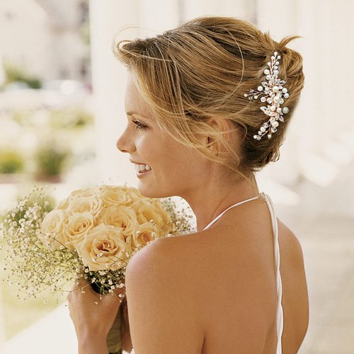 Sooshin Bridal Hair Comb Pearl Wedding Hair Accessories for Brides Crystal Wedding Headpiece for Bride and Bridesmaids Rhinestone Hair Accessory for Women and Girls (A-rose gold)
