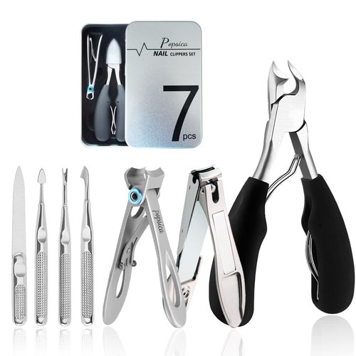 Thick Nail Clippers, Toe Nail Clippers for Thick Nail Toenail Ingrown Podiatrist for Men Adult Seniors Black