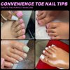AddFavor 600pcs Toe Nail Tips Soft Gel x Nail Tips Toenails Clear Fake Nails Square Half Cover Acrylic False Toes Nails for Toe Nails Extension, Press on Toenails Making