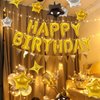 CANREVEL Happy Birthday Banner 13pcs 16 Inch Mylar Foil Letters with 12pcs Star Balloons Birthday Party Decorations for Kids and Adults - 3D Gold