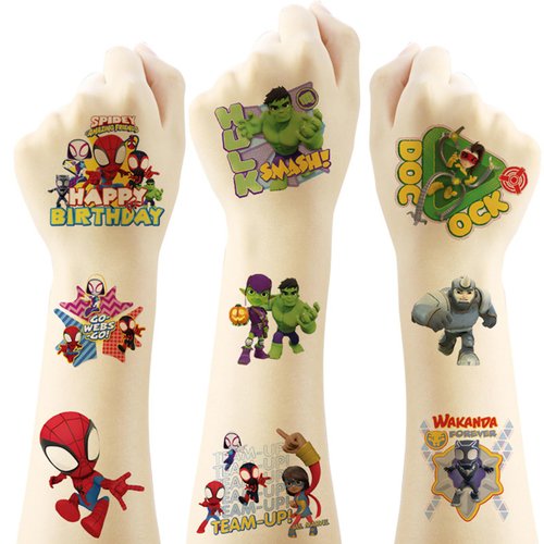 20Pcs Spiderman and His Friends Temporary Tattoos for Kids, Cool Spiderman Birthday Party Favors, Cute Cartoon Decoration Sticker Gifts for Girl Boys Home Christmas Rewards