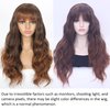 Sibeth Long Brown Wig with Bangs 26 inches Long Wavy Synthetic Hair Wigs Deep Brown Curly Wig Natural Looking Bangs Heat-Resistant for Women Daily Party Cosplay Use (With Bangs, 4T30)