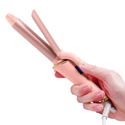 Mini Curling Iron Wand for Short Hair, Ukliss Travel Friendly Dual Voltage Mini Hair Curler, Ceramic Curling Wand for Versatile Styling, Portable and 60 Mins Auto-Off, 5 Heat Settings, Pink 3/4 inch