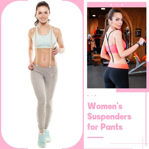 4 Pcs Women Suspenders Hidden Suspenders for Women Under Clothes Thin Suspenders Adjustable Y Back Suspenders for Woman Girls (Black, Beige)