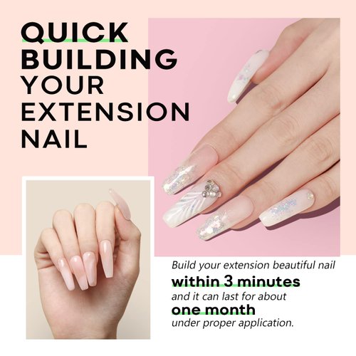 modelones Poly Nail Gel Builder Nail Extension Gel Nude Nature Color Light Apricot Acrylic Nails Enhancement Thickening Trendy Nail Art Design Salon Professional Technician Tool 50ML 1.76oz