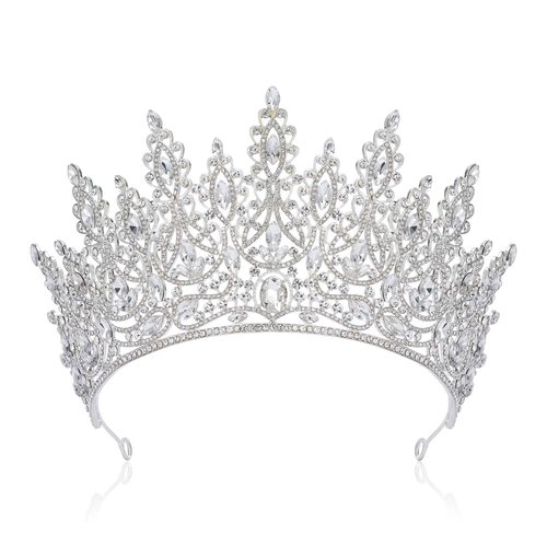 SWEETV Tiara Crown for Women, Wedding Tiara for Bride, Crystal Princess Headpiece, Girls Quinceanera Prom Pageant Crown Diadem, Silver