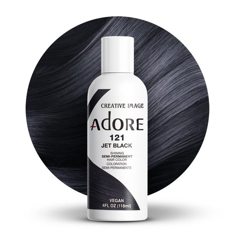 Adore Semi Permanent Hair Color - Vegan and Cruelty-Free Black Hair Dye - 4 Fl Oz - 121 Jet Black (Pack of 1)