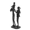 DreamsEden Rustic Family Figurines, Cast Iron Art Home Decoration Statue with Gift Card for Anniversary Birthday (Family of Four Carrying)