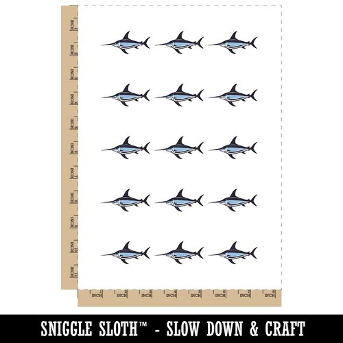 Sleek Swordfish in the Ocean Temporary Tattoo Water Resistant Fake Body Art Set Collection - 15 2" Tattoos (1 Sheet)