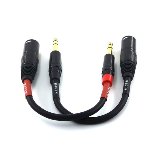 WJSTN-024 XLR to 1/4 TRS Stereo Adapter, 6.35mm Dual Channel to 3-pin XLR Male, XLR to 1/4 Stereo Balanced Microphone Stereo Audio Converter AdapterCable 2Pack (6IN)