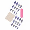 Rchosvam Press on Nails Medium Almond Fake Nails Purple Marble Stick on Nails Colorful Glaze Flase Nails with Design for Womens 24pcs