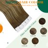 Easyouth 20Inch Tape in Human Hair Extensions Balayage Medium Brown Fading to Caramel Blonde Tape in Remy Hair Extensions Ombre Tape in Extensions Human Hair 50g 20pcs