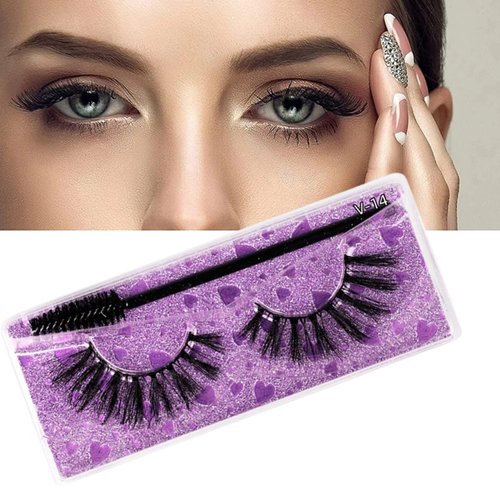 J.Fabrizio Eyelashes Makeup Natural 3D Dense Sexy False Lashes Soft Can Be Used Repeatedly False Eyelashes With Eyelash Brush Without Lash adhesive V-14 14mm