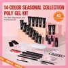 MEFA 42 Pcs Poly Extension Gel Nail Kit, 14 Colors All Seasons Poly Nail Gel kit with Mini Nail Lamp Nude Jelly Milky White Clear Color Slip Basic Nail kits Manicure Tools Design Beginner Kit