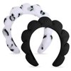 Wecoe 2pcs Skincare Headband For Washing Face Spa Makeup Face Wash Headband Cute White Black Cheetah Leopard Printed Puffy Sponge Bubble Headband Hair Accessories For Women Girls Kids Teens Gifts