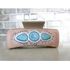 Generic Long lite tan faux leather effect turquoise blue native tribal hair claw clip