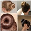 4 Pcs Hair Bun Maker French Twist Hair Fold Wrap Snap, Magic Bun Makers Hair Ballet Bun Maker Bun Snap Roll Bun Tool for Women, Brown