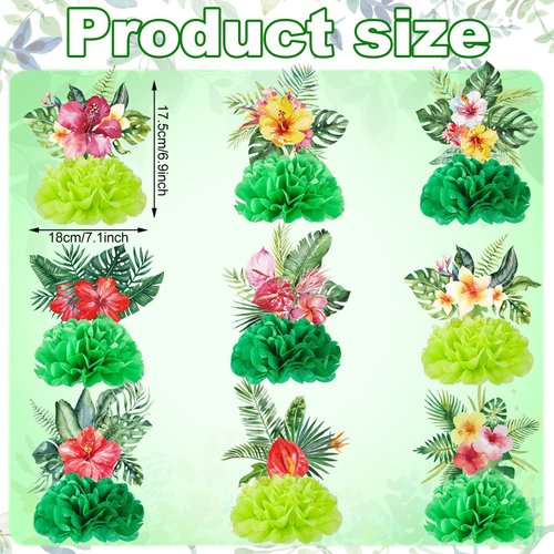 9 Pcs Hawaii Luau Honeycomb Centerpieces Tropical Aloha Party Decorations for Table Hawaii Table Toppers Hawaii Paper Centerpieces for Hawaii Tropical Luau Party Supplies
