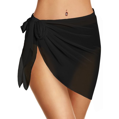 CHICGAL Women's Swimsuit Coverups Summer Beach Wrap Shorts Bikini Bathing Suit Sarongs Sexy Covers(Black,L)