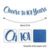 MonMon & Craft Cheers to 101 Years Banner/Women Men 101st Birthday Banner/Happy 101st Wedding Annviersary / 101st Birtdhay Party Decorations - Blue Glitter (101)