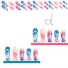 Tyuimhx Colorful Press on Nails Coffin Long Fake Nails Glossy False Nails With Clouds Designs Full Cover Stick on Nails Acrylic Reusable Artificial Nails for Women Glue on Nails 24Pcs