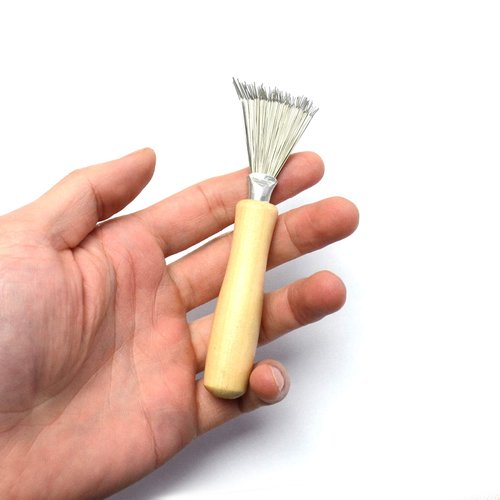 BLUPLE 2 Pieces Hair Brush Cleaner Tool Comb Cleaner Hair Brush Cleaner Comb Brushes Mini Hair Dirt Remover Brush Cleaning Tools with Metal Wire Rake Wooden Handlefor Home Salon