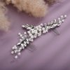 Teyglen Bride Silver Hair Comb with Rhinestones, Pearls, and Crystal, Dainty Headpiece Style, 19 * 8cm/7.48 *3.14 inches, Hair Accessory for Women and Girls