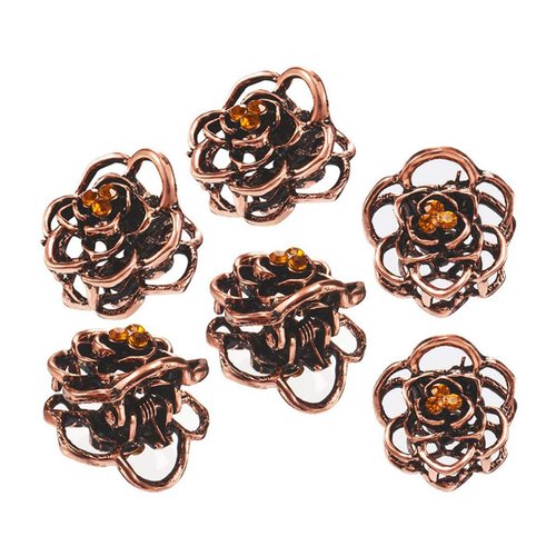 6PCS Women Lady Mini Hair Claw Jaw Hair Clip Fashion Metal Alloy Rhinestone Hairpin Hair Cla Hair Accessories (Bronze)