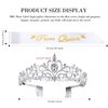 2Pcs Prom Queen Sash and Tiara Set, Tiara Crystal Rhinestones Bridal Crowns for women, Silver Crown with Comb for Little Girls Birthday and Wedding School Graduate Party Accessories（A Silver）