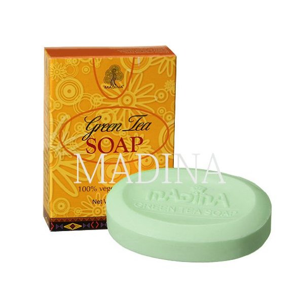 Madina Green Tea Soap with Vitamin E - 100% Vegetable Based - Powerful Anti Oxidant