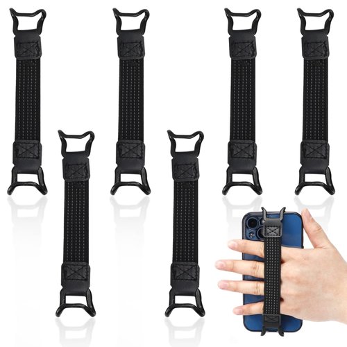 Qoyapow 6 Pack Mobile Phone Security Hand Strap Holder for 5.2-7.5 Inch Smartphones Universal Drop Prevention Elastic Bundle Grip Belt for Kindle Phone 13/12/11/Xr/Xs Max and Other Smartphones