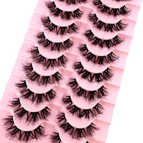 HBZGTLAD Invisible band Lashes 10 Pairs 3D Faux Mink Lashes Natural short Transparent Terrier Lashes Clear Band Soft Eyelashes Extension (10pairsN24)