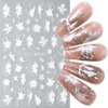 3D White Lace Flower Nail Stickers for Nail Art Lily Petal Floral Nail Sticker Acrylic Flowers Nail Art Stickers Flower Nail Decals Matte Frosted Flower Stickers for Nails Women Nail Decorations, 4pcs