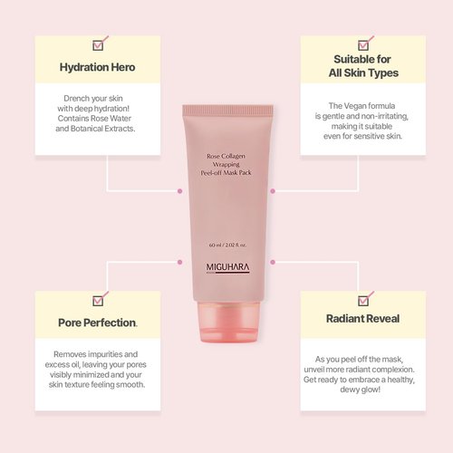 MIGUHARA Rose Collagen Wrapping Peel-off Mask Pack | Korean Skincare Mask Pack (60ml/2.02 fl.oz.)