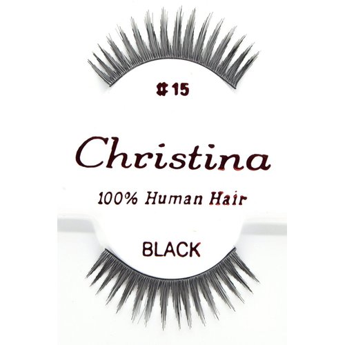 12X Eyelashes - #15 Christina 100% Human Hair Fake Eyelashes