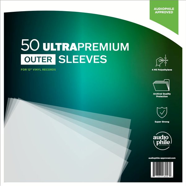 Vinyl Record Outer Sleeves - Audiophile Approved Ultra Premium 4Mil Sleeves - 50 Pack for 12” Records - Slim Fit: Single & Double Lps - Super Soft Archival Quality Plastic Covers