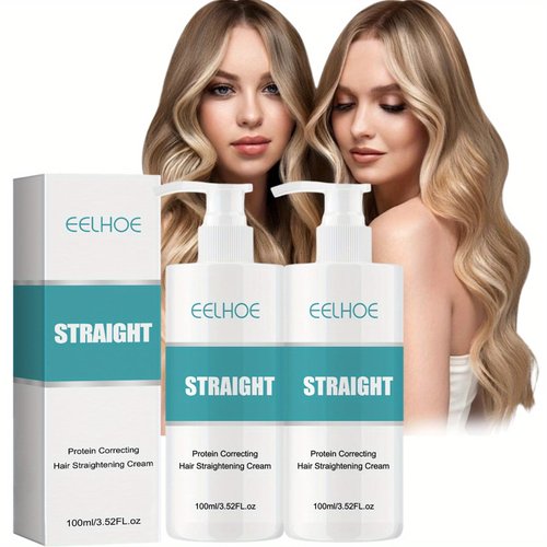 DWENGWUN Silk & Gloss Hair Straightening Cream, Protein Correcting, Fast Nourishing Smoothing Collagen Hair Straightener, Smoothing Collagen Hair Straightener Cream, for All Hair Types, 100ML (2 Pcs)