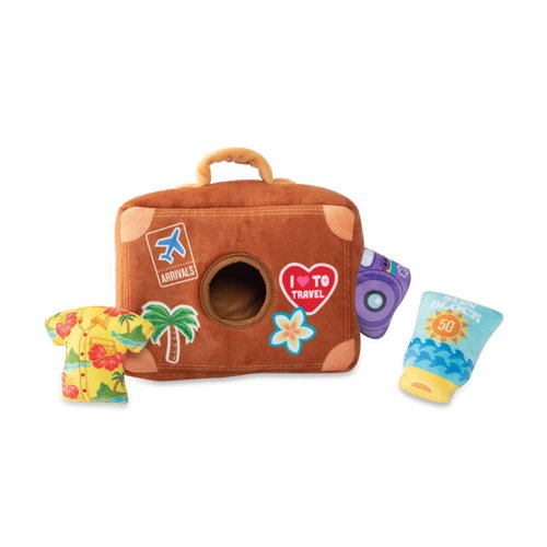 Fringe Studio Hide & Seek Burrow Plush Dog Toy Set, Pack Your Bags(289213), Multicolored