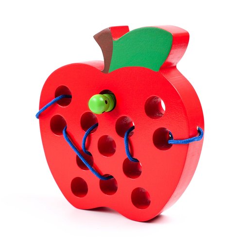 Kizh Wooden Lacing Apple Threading Toys Wood Block Puzzle Travel Game Montessori Early Learning Fine Motor Skills Educational Gift for 1 2 3 Years Old Toddlers Baby Kids