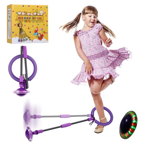 VCVOIP Ankle Skip Ball for Kids, Foldable Colorful Flash Wheel Boys Girls Toys, Indoor Outdoor Jump Rope Game Toys for Kids and Adults, Gift for Boys & Girls Age 5 6 7 8 9 10 Years Old (Purple)…