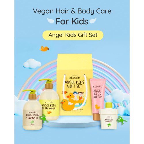 BEYOND Angel Kids Baby Bath Gift Set (25.7fl oz , 3-Piece Bath & Shower Set) - Vegan Korean Skin Care. Baby Shampoo, Body Wash, Hyaluronic