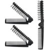 Qjaiune 3PCS Travel Foldable Brush, Anti-Static Hair Comb and Double Headed Hairdressing Tool for Men & Women (Black)